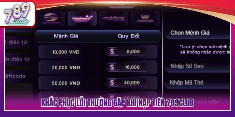 Cách xử lý sự cố phát sinh trong quá trình nạp tiền